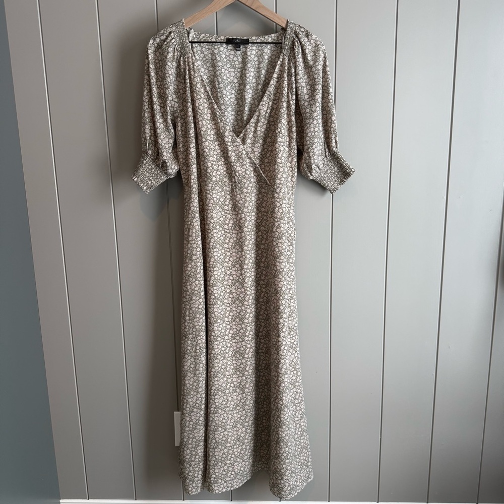 Lulus X Lush Times With You Sage Green Floral Print Puff Sleeve Midi Dress Large - Picture 5 of 15